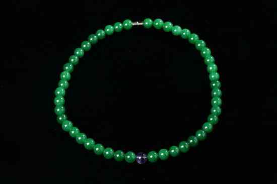 Appraisal: CHINESE EMERALD GREEN JADEITE AND AMETHYST NECKLACE