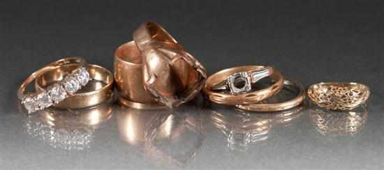 Appraisal: Assorted K and K gold rings grams Estimate - We