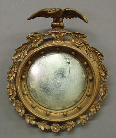 Appraisal: - Gilt framed girandole mirror late th c with eagle