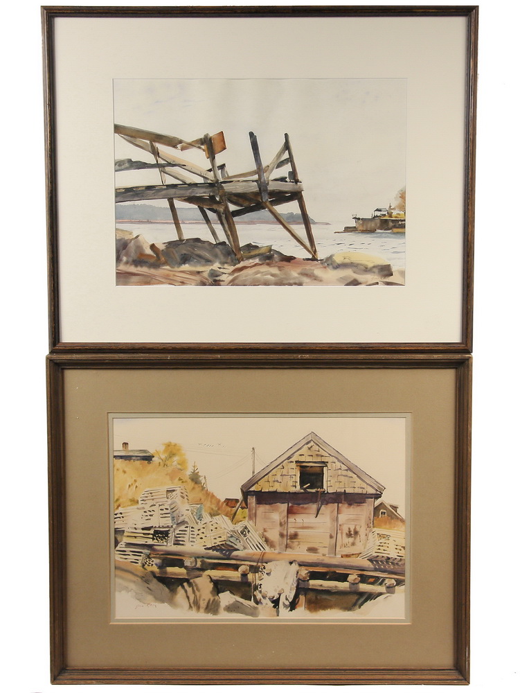 Appraisal: WATERCOLORS - Two Maine Coastal Scenes by Gene Klebe Maine