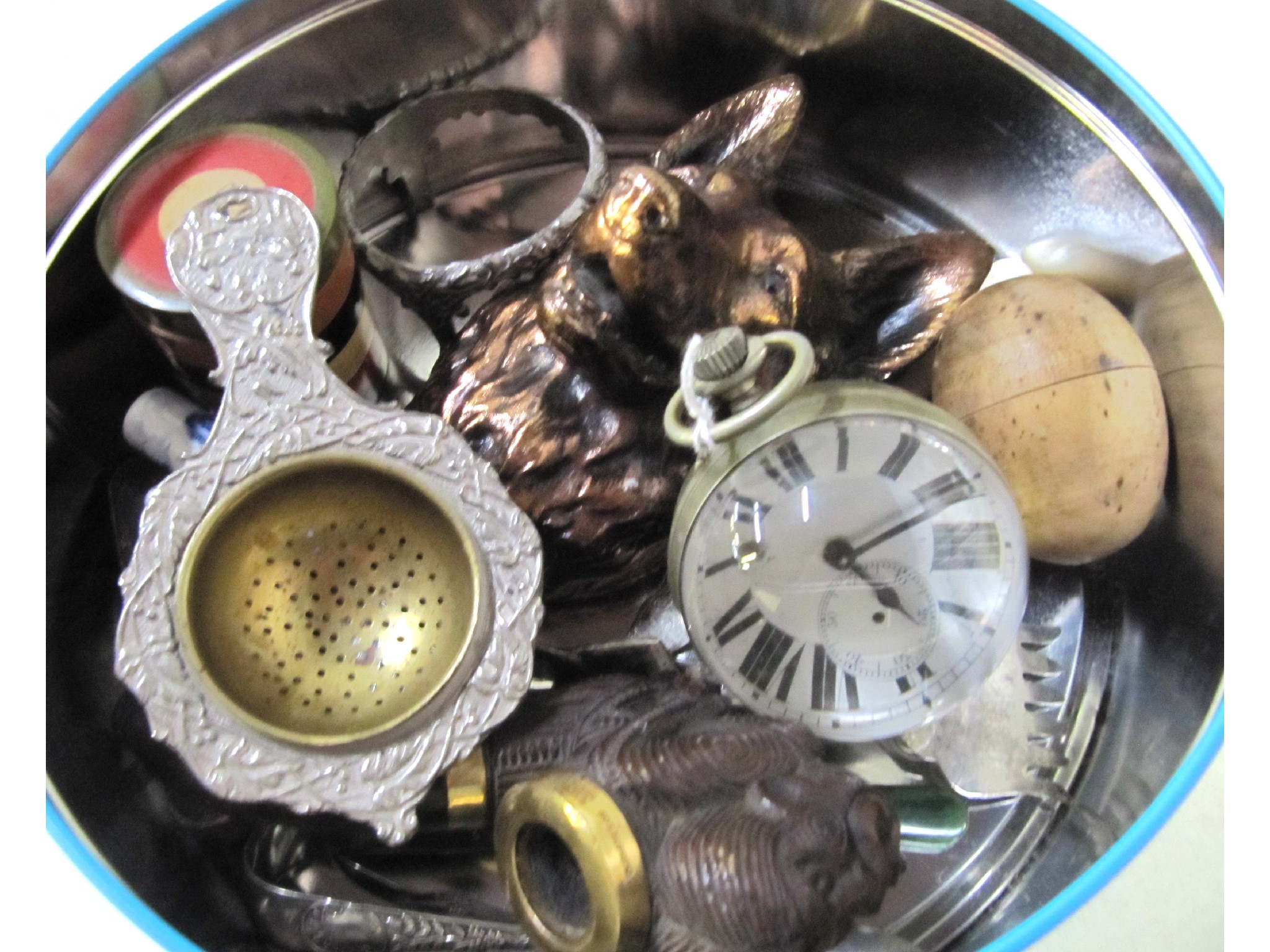 Appraisal: A box of miscellania - ball clock carved pipe tea