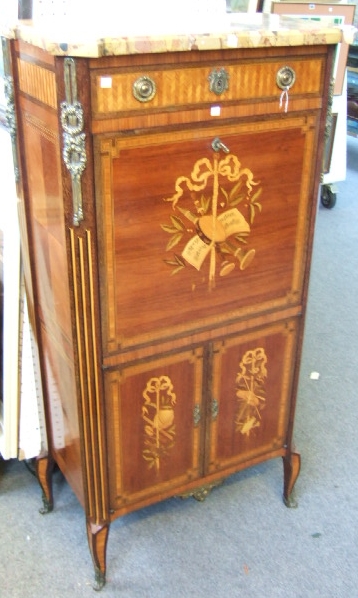 Appraisal: A French gilt metal mounted kingwood and satinwood marquetry secretaire