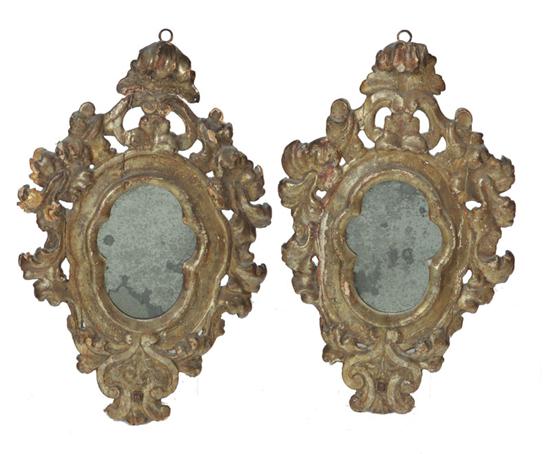 Appraisal: PAIR OF MIRRORS Continental th century softwood Carved acanthus leaf