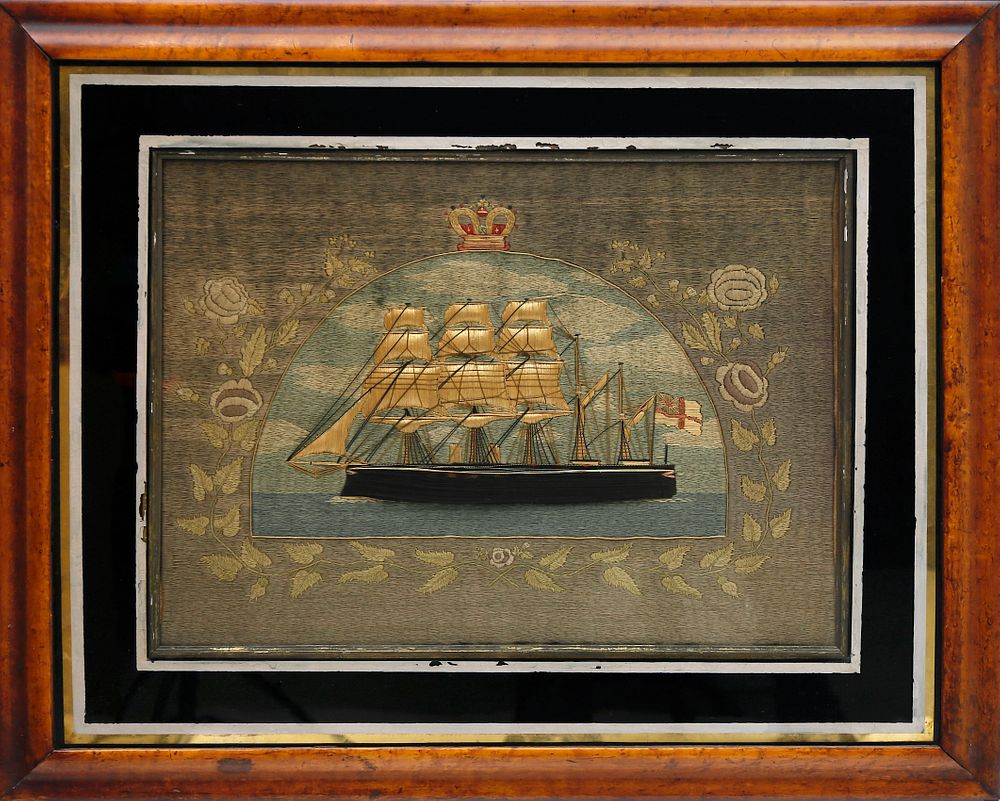 Appraisal: British Sailor s Woolwork of an Unidentified Warship British Sailor