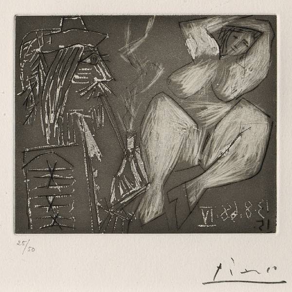 Appraisal: Pablo Picasso Spanish - Jeune Femme et Fumeur Pl from