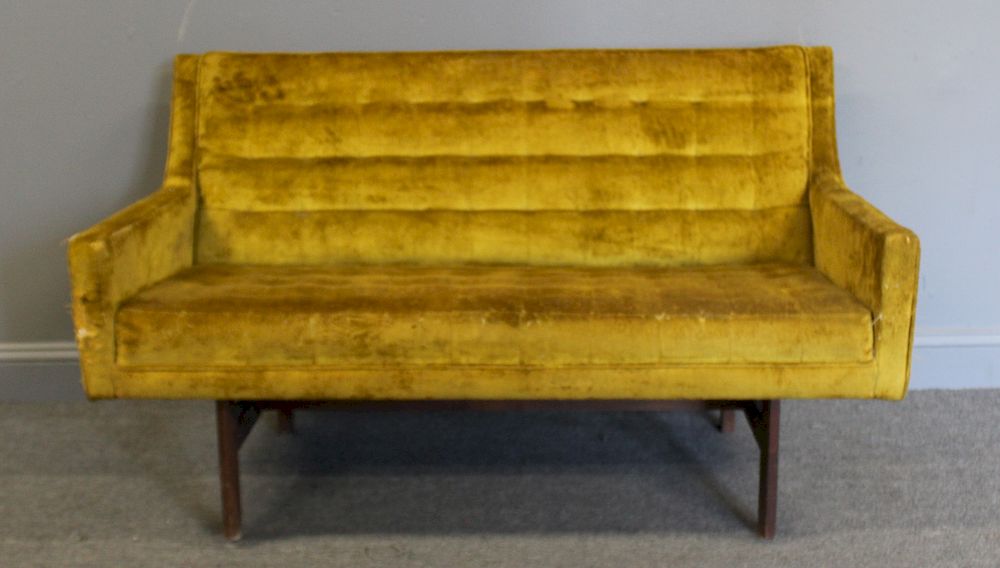 Appraisal: MIDCENTURY Upholstered Settee From a New Jersey estate - Dimensions