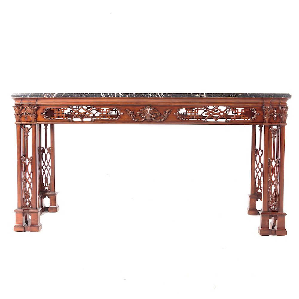 Appraisal: Chinese Chippendale Style Mahogany Console th century black and white