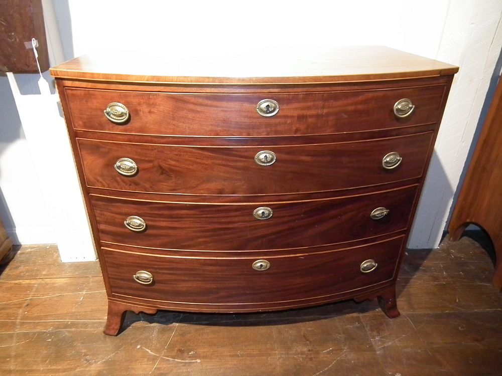 Appraisal: PERIOD BOW FRONT CHEST Period American Hepplewhite drawer bow front