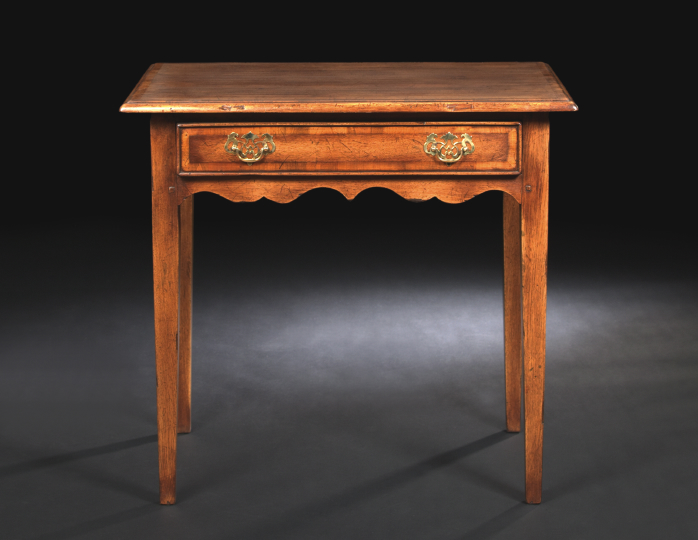 Appraisal: Provincial George III-Style Elm and Mahogany Side Table the rectangular