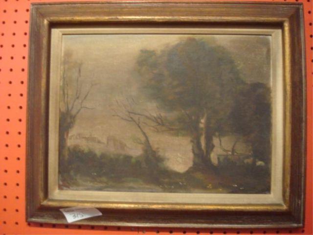 Appraisal: Oil on Board of Landscape Smoke damaged From a Bronxville