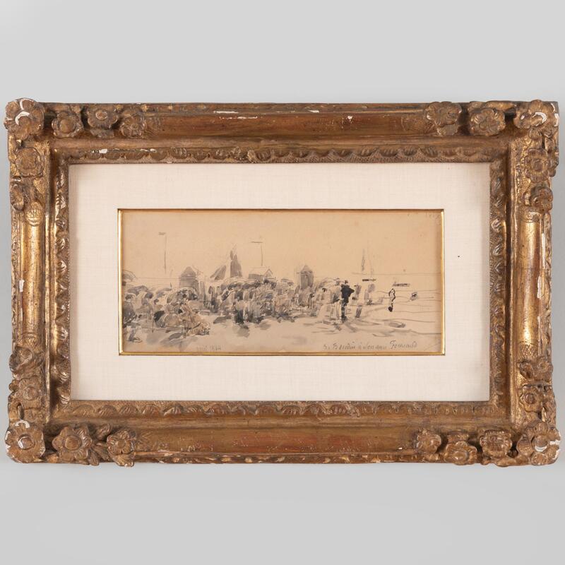 Appraisal: Attributed to Eug ne Boudin - La Foule sur la