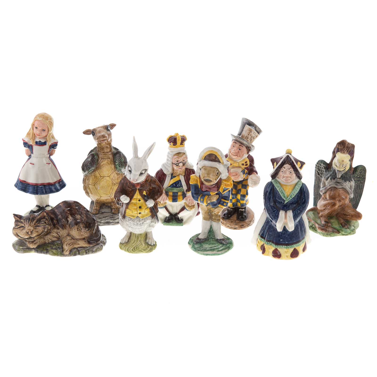 Appraisal: NINE BESWICK CHINA ALICE IN WONDERLAND FIGURES Figures of nine