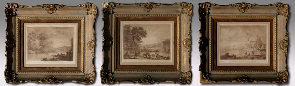 Appraisal: CLAUDE LE LORRAIN GELLEE ETCHINGS '' x '' sight size