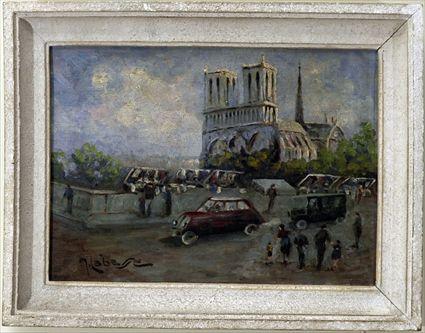 Appraisal: View of Notre Dame Oil on Board