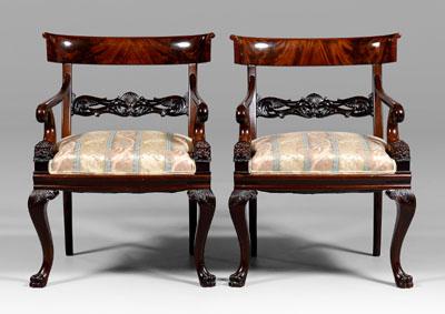 Appraisal: Fine pair Regency style armchairs each with curved tablet back