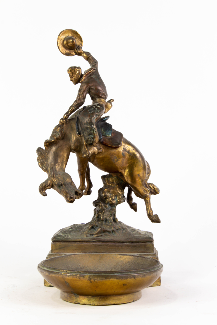 Appraisal: Paul Herzel bronze clad figural bucking bronco tray incised 'Paul