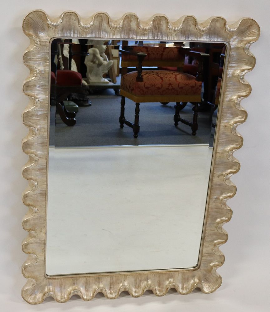 Appraisal: Vintage Carved And Scalloped Edge Silvergilt Mirror From a Rye