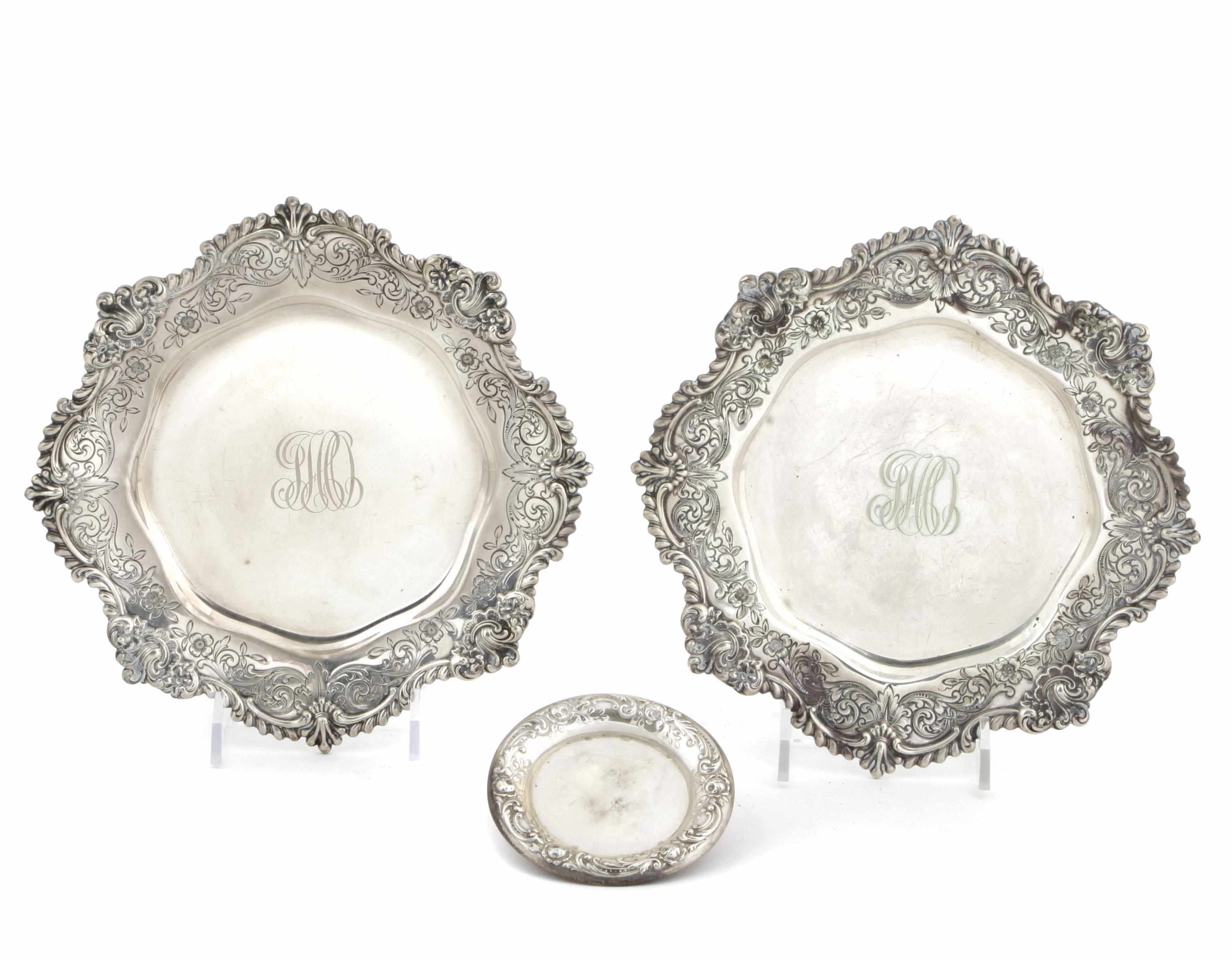 Appraisal: A group of American sterling silver place setting plates Late