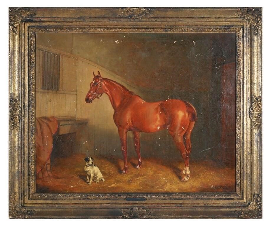 Appraisal: Oil on canvas painting of a horse by John Alfred