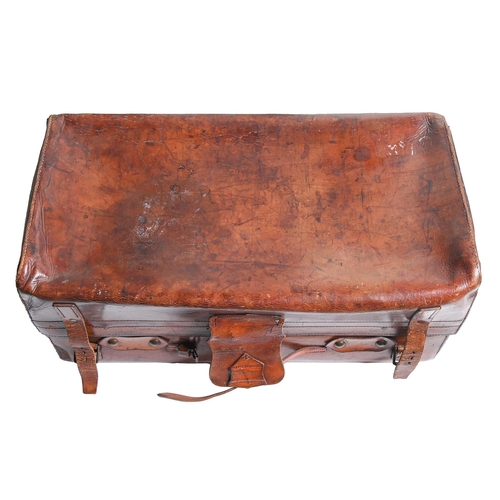 Appraisal: Vintage luggage A substantial leather suitcase early th c the