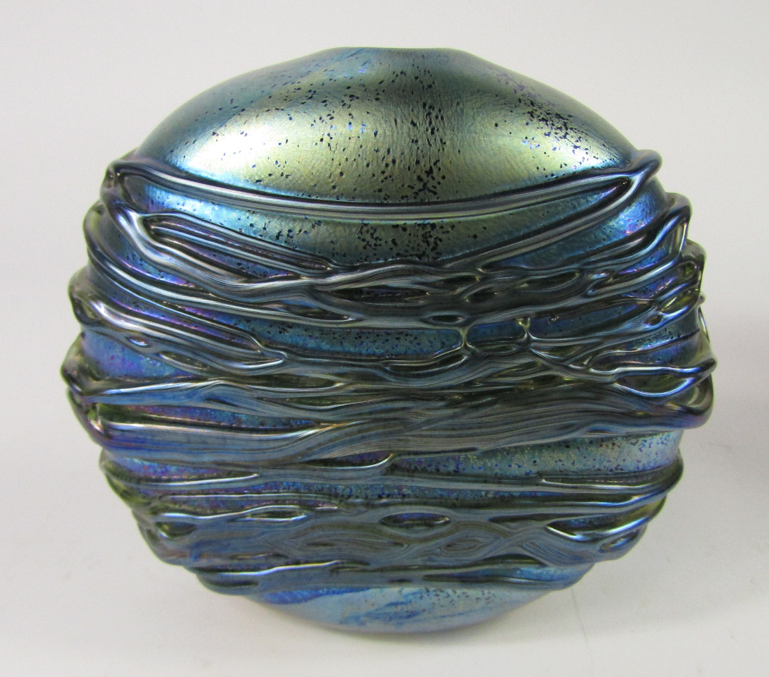 Appraisal: A Jonathan Harris Isle of Wight glass vase of compressed