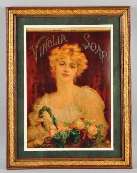 Appraisal: Paper Vinolia Soap Advertising Sign Description Framed under glass Beautiful