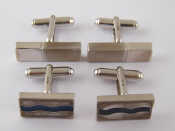 Appraisal: Two pairs of silver cufflinks