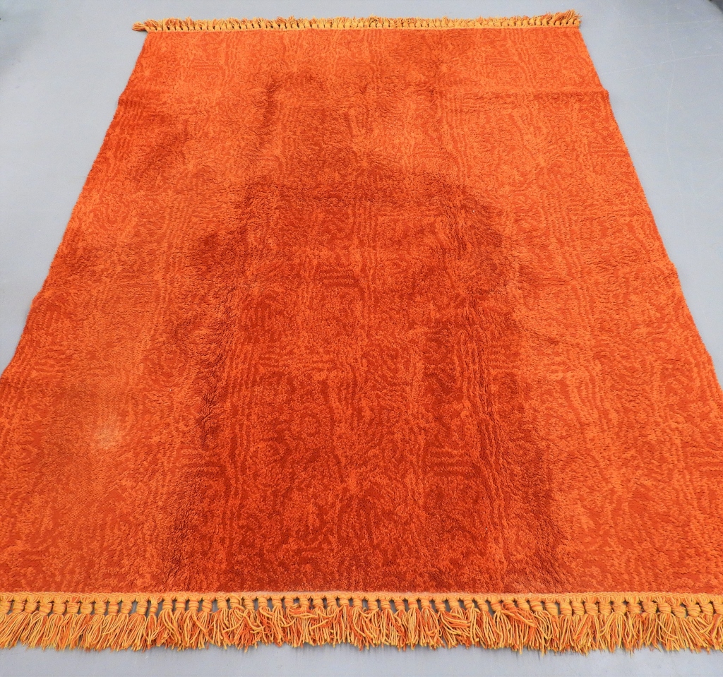 Appraisal: VINTAGE 'S ORANGE YELLOW SHAG ROOM SIZE RUG United States