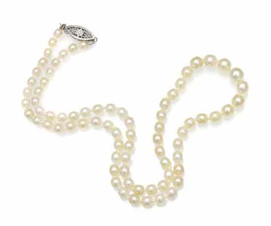 Appraisal: A Single Strand Natural Pearl Necklace containing pearls measuring approximately