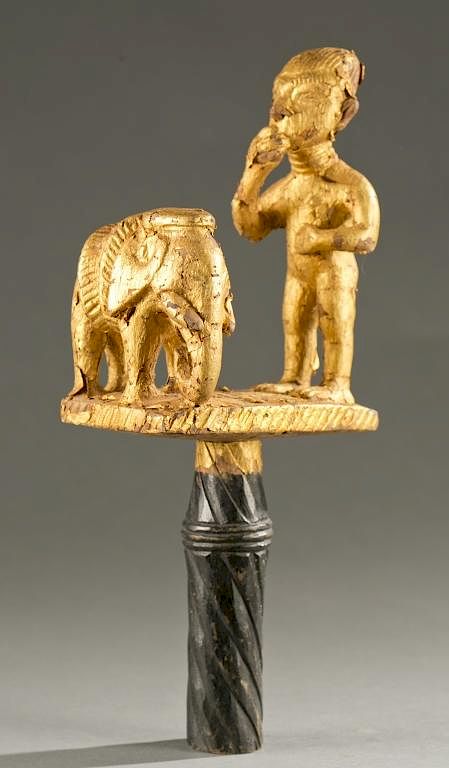 Appraisal: Asante linguist gold leaf staff finial th c A linguist