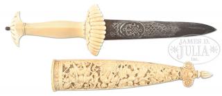 Appraisal: WONDERFUL MID- TH CENTURY CONTINENTAL RENAISSANCE REVIVAL CARVED IVORY DAGGER