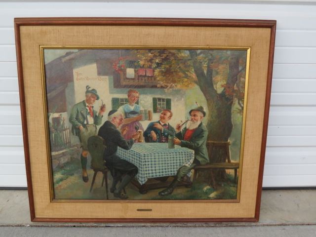 Appraisal: Max Schneider oil Beer Garden scene on canvas image area