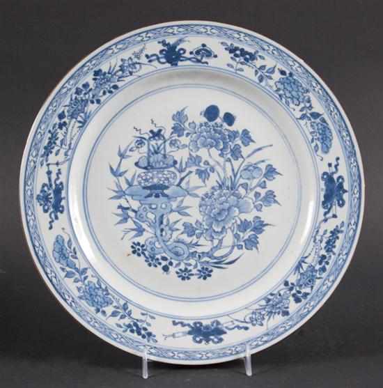 Appraisal: Chinese Export blue and white porcelain plate with floral border