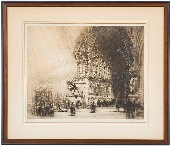 Appraisal: WILLIAM WALCOT BRITISH - Rheim Cathedraletching and drypoint on papersigned