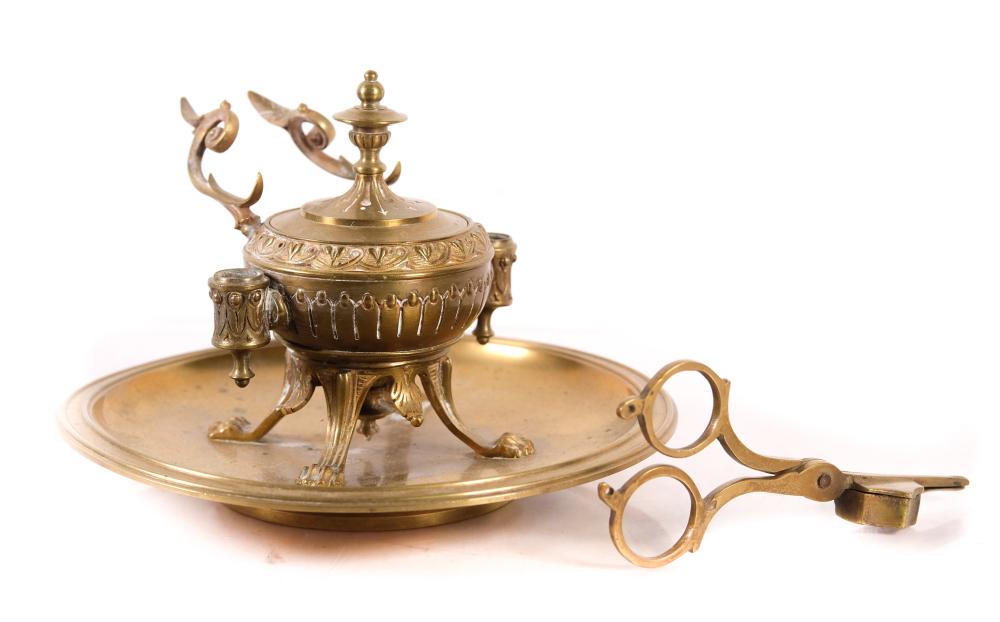 Appraisal: Attributed Ferdinand Barbedienne French - gilt bronze covered inkwell with