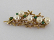 Appraisal: A s carat gold cultured pearl and turquoise brooch each