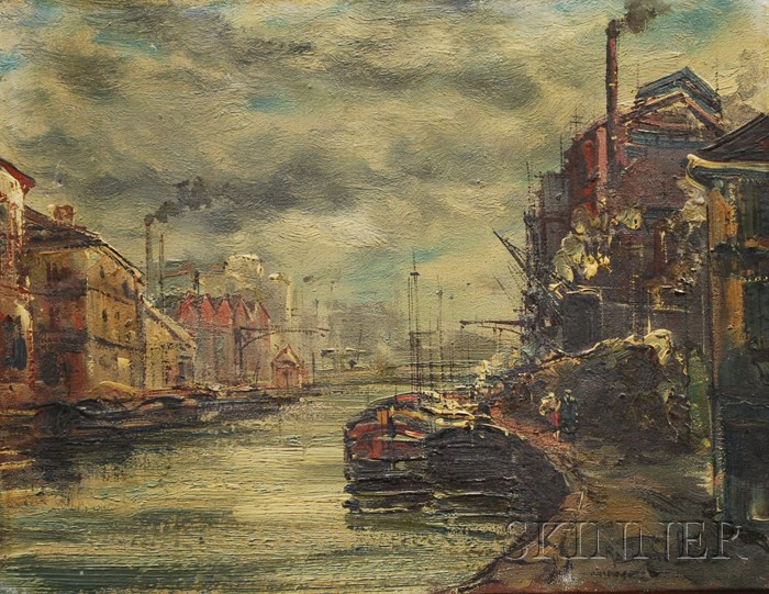 Appraisal: Raymond Besse French - Le Canal Banlieue Est Signed Raymond