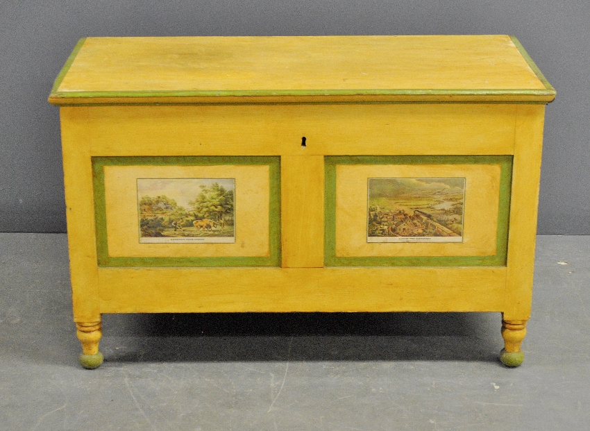 Appraisal: - Yellow painted blanket chest h x w d -