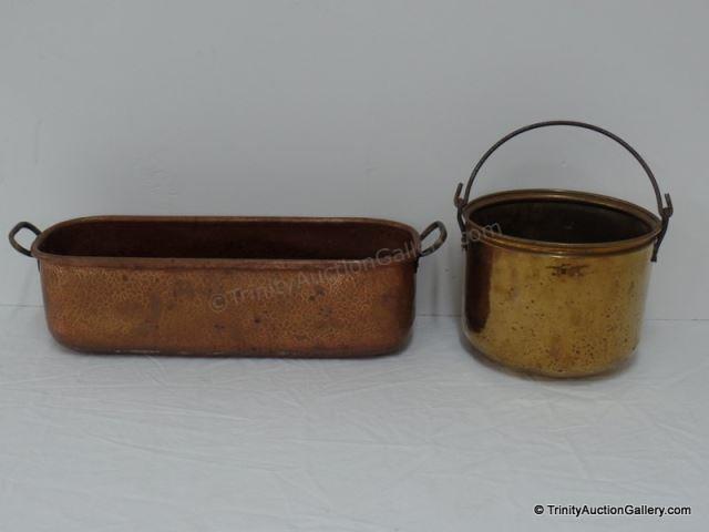 Appraisal: Vintage Hammered Copper Pot and Pail Includes an older tall