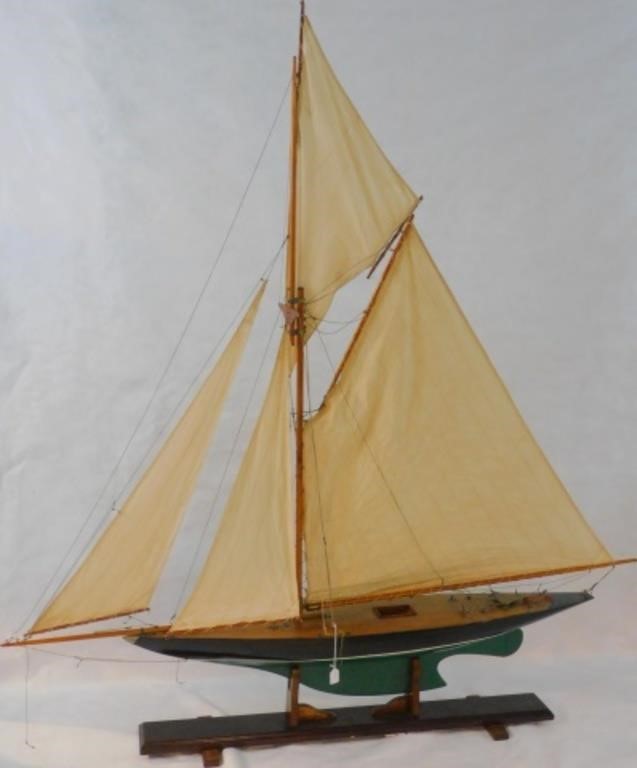 Appraisal: TH C POND MODEL OF A GAFF-RIGGED YACHT HULLis painted