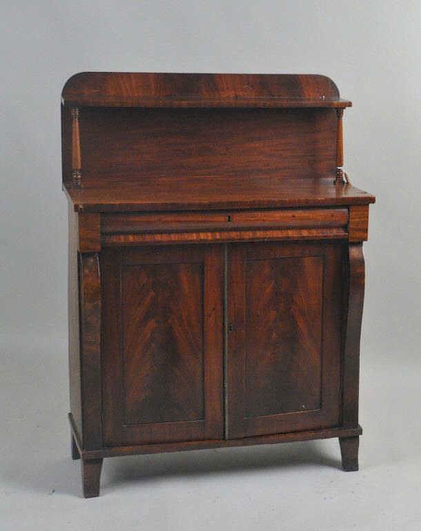 Appraisal: Regency Period Mahogany Chiffonier with shelved superstructure above a base