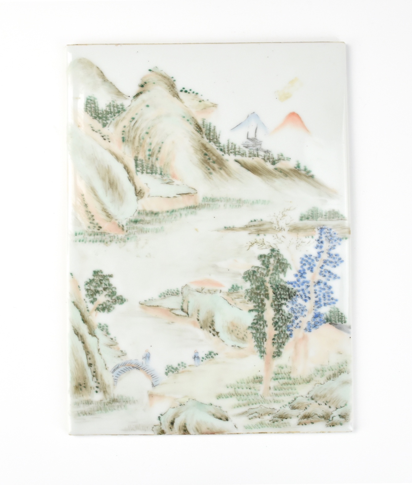 Appraisal: FAMILLE ROSE PORCELAIN PLAQUE OF LANDSCAPE TH C Chinese th