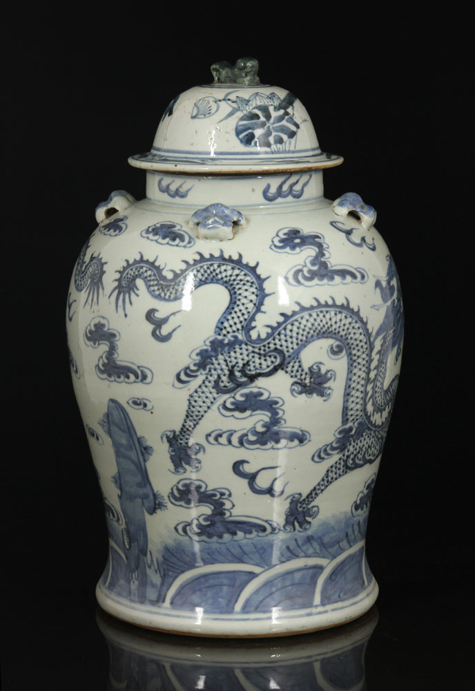 Appraisal: - Antique Chinese Jar Antique Chinese baluster form jar porcelain