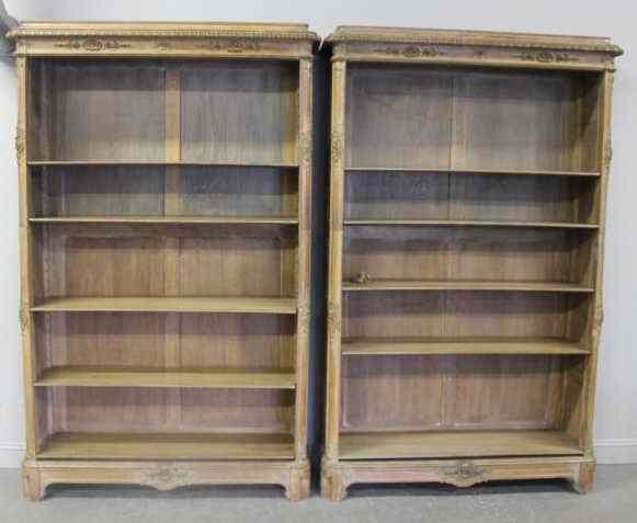 Appraisal: Pair of Open Front Antique French Bookcases A magnificent pair