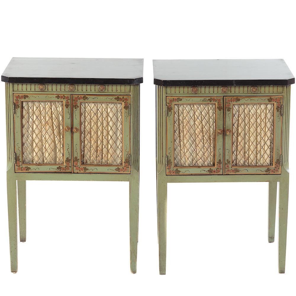 Appraisal: Pair George III Style Chinoiserie Night Stands Union National Jamestown