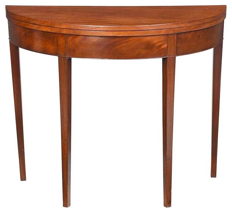 Appraisal: Federal Mahogany Demilune Card Table American circa figured mahogany throughout