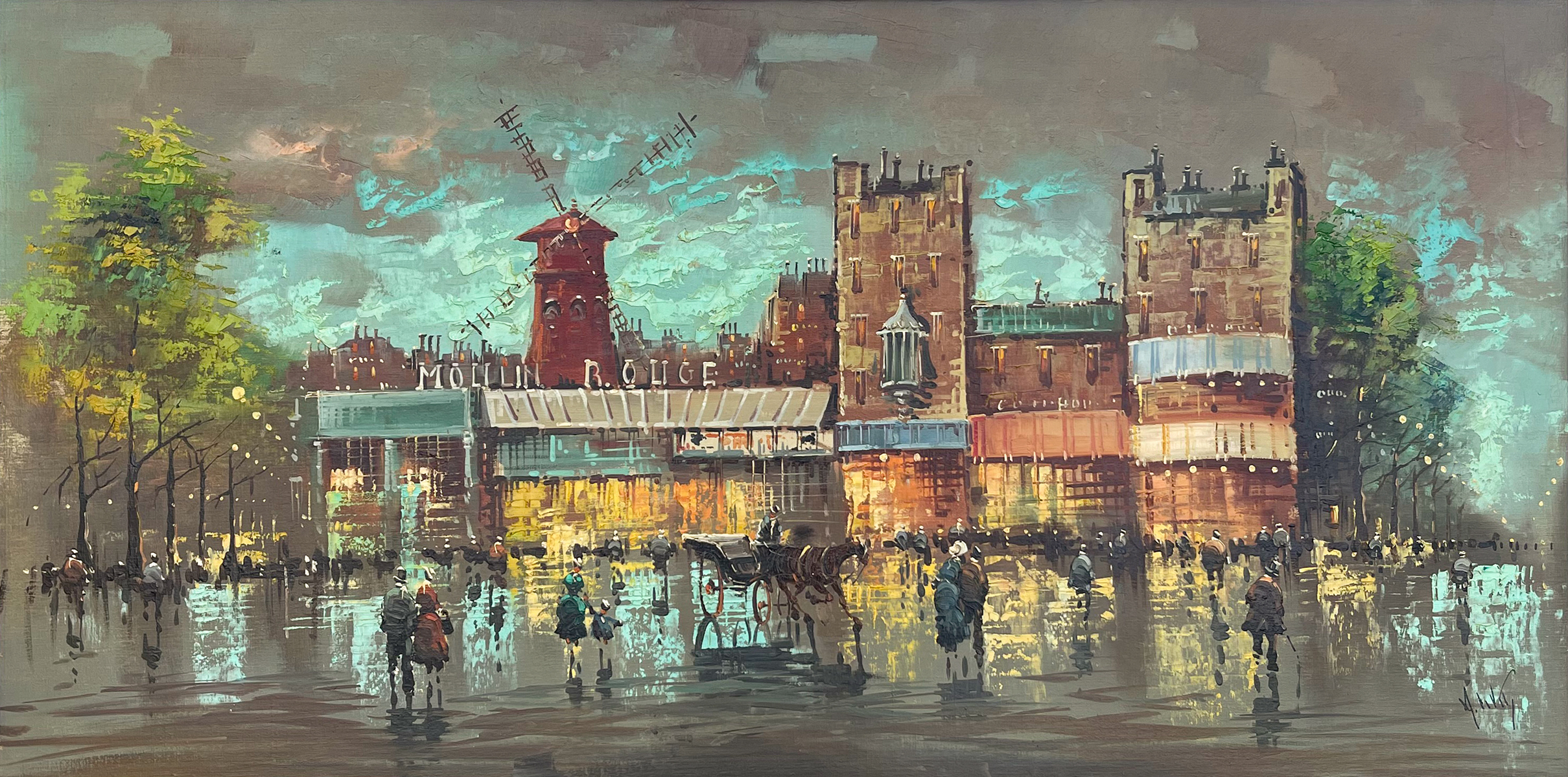 Appraisal: DEVITY Antonio Italian - Moulin Rouge Paris Oil Canvas ''