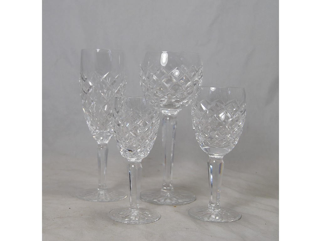 Appraisal: Waterford crystal set of glassware with faceted stems comprising eight