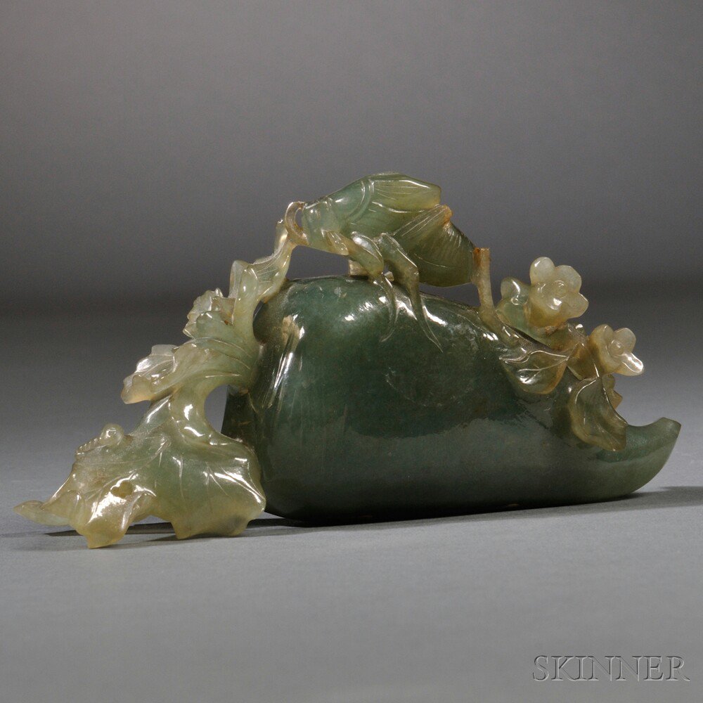 Appraisal: Stone Carving of a Cicada on a Radish China the