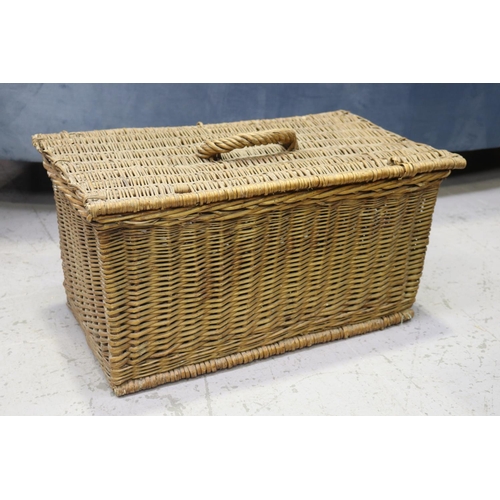 Appraisal: Vintage French lidded cane basket approx cm H ex handle